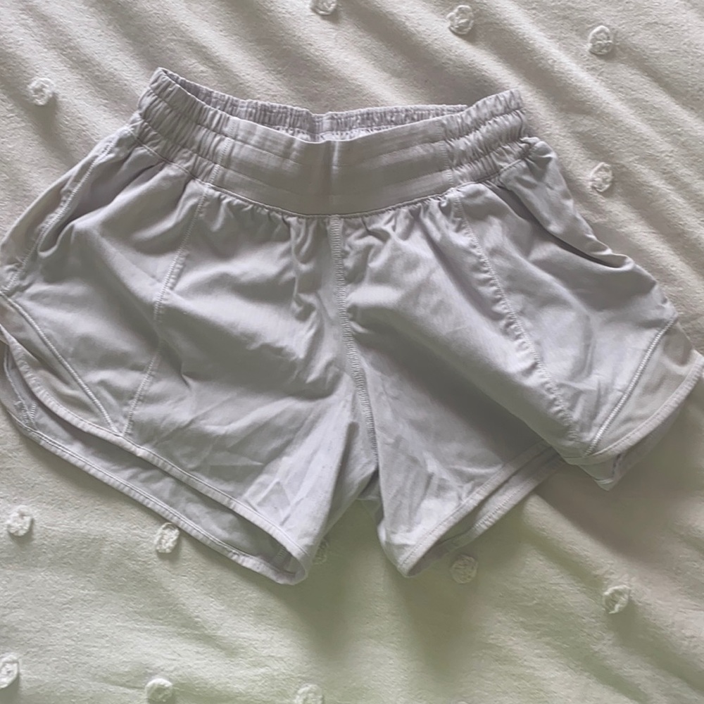 white lululemon running shorts